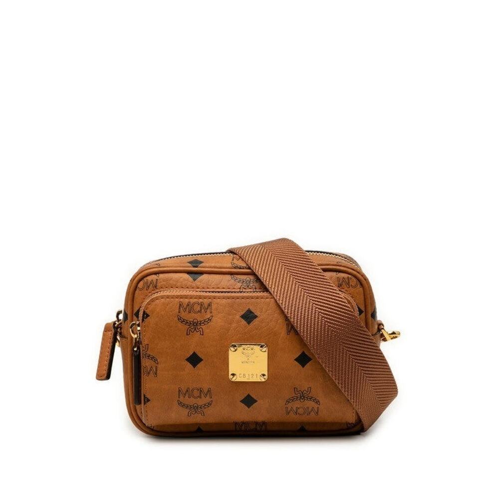 MCM Visetos Logo-Gram Shoulder Bag Brown